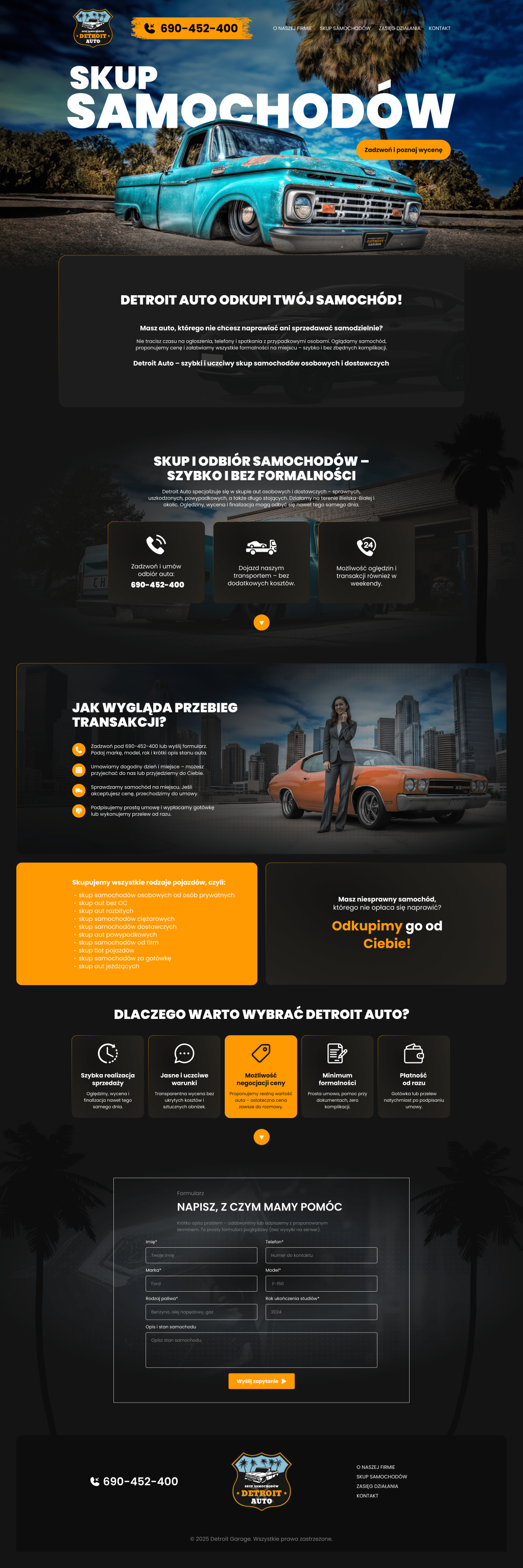 Разработка сайта для покупателя авто